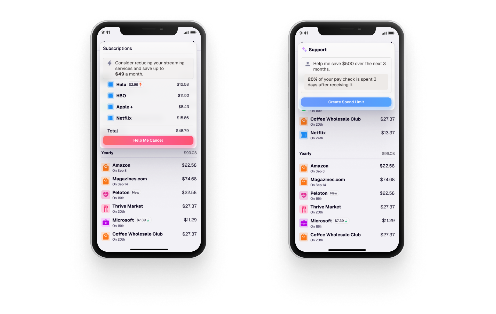 Subscription surfacing interface designs